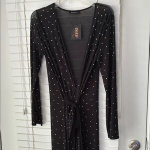 Banjul Duster Cardigan Black Rhinestones SZ S NWT